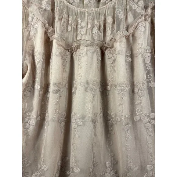 Cato XL Women's Pink Floral Lace Off-Shoulder Blouse - Picture 2 of 10